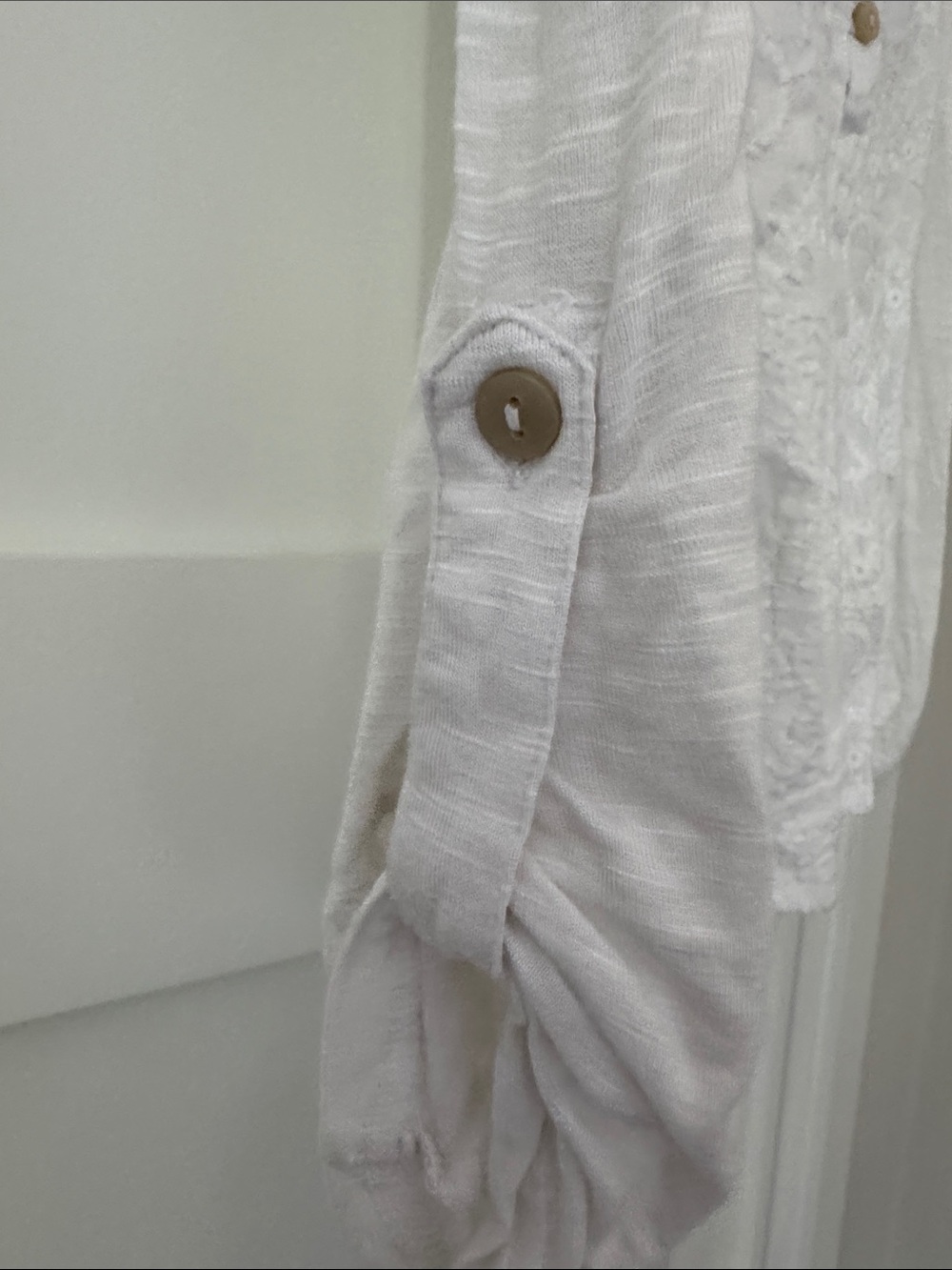 Democracy White Embroidered Long-Sleeve Henley Tee - Picture 4 of 6
